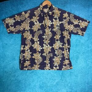 Vintage Cooke Street Hawaiian Shirt Men XL Floral Aloha Purple Yellow Green